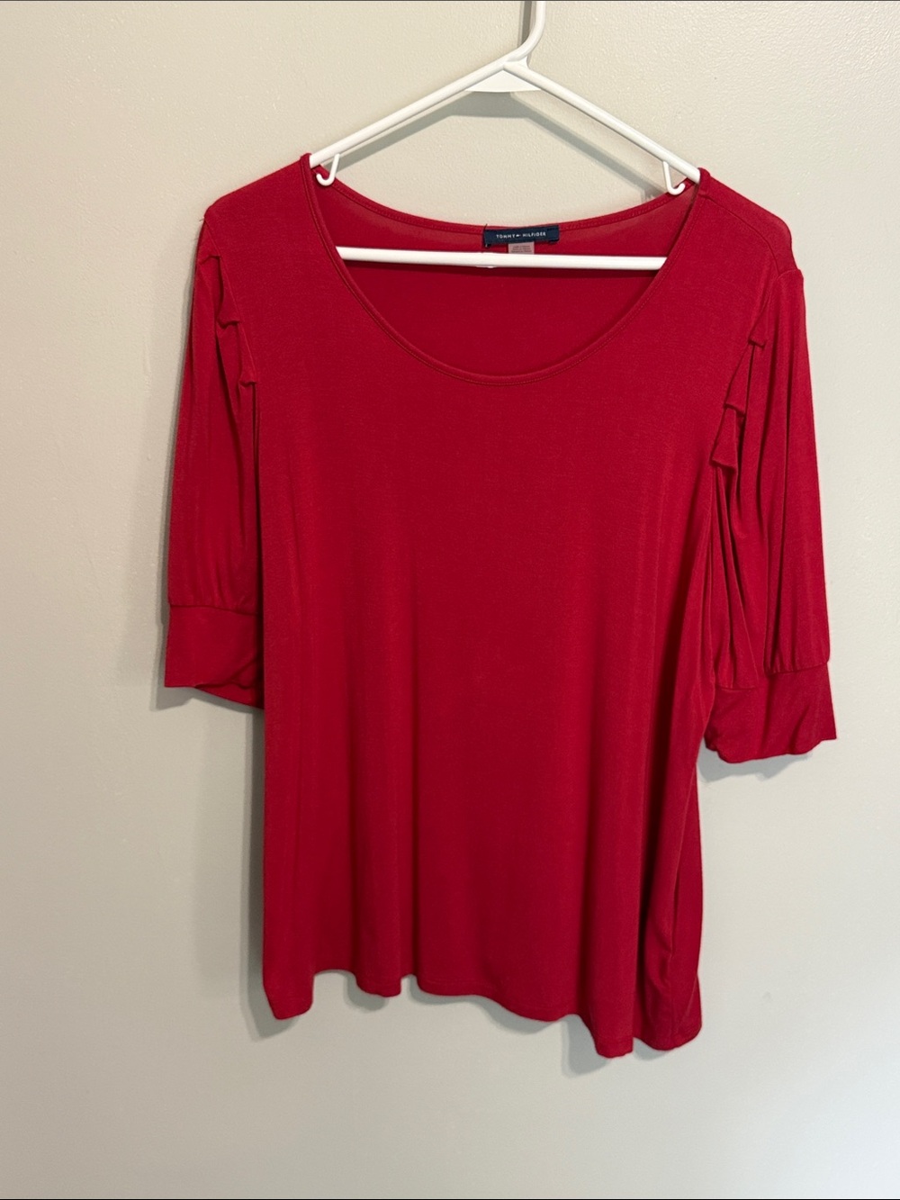 Tommy Hilfiger Red Scoop Neck Short Sleeve Top